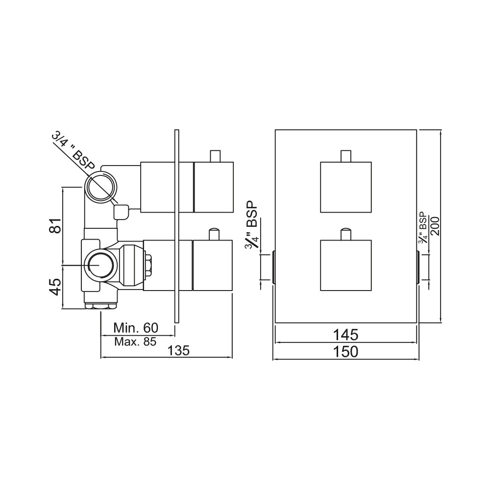 Термостат ванны и душа Jaquar Kubix-F KUB-CHR-35671HF Термостат ванны и душа Jaquar Kubix-F KUB-CHR-35671HF